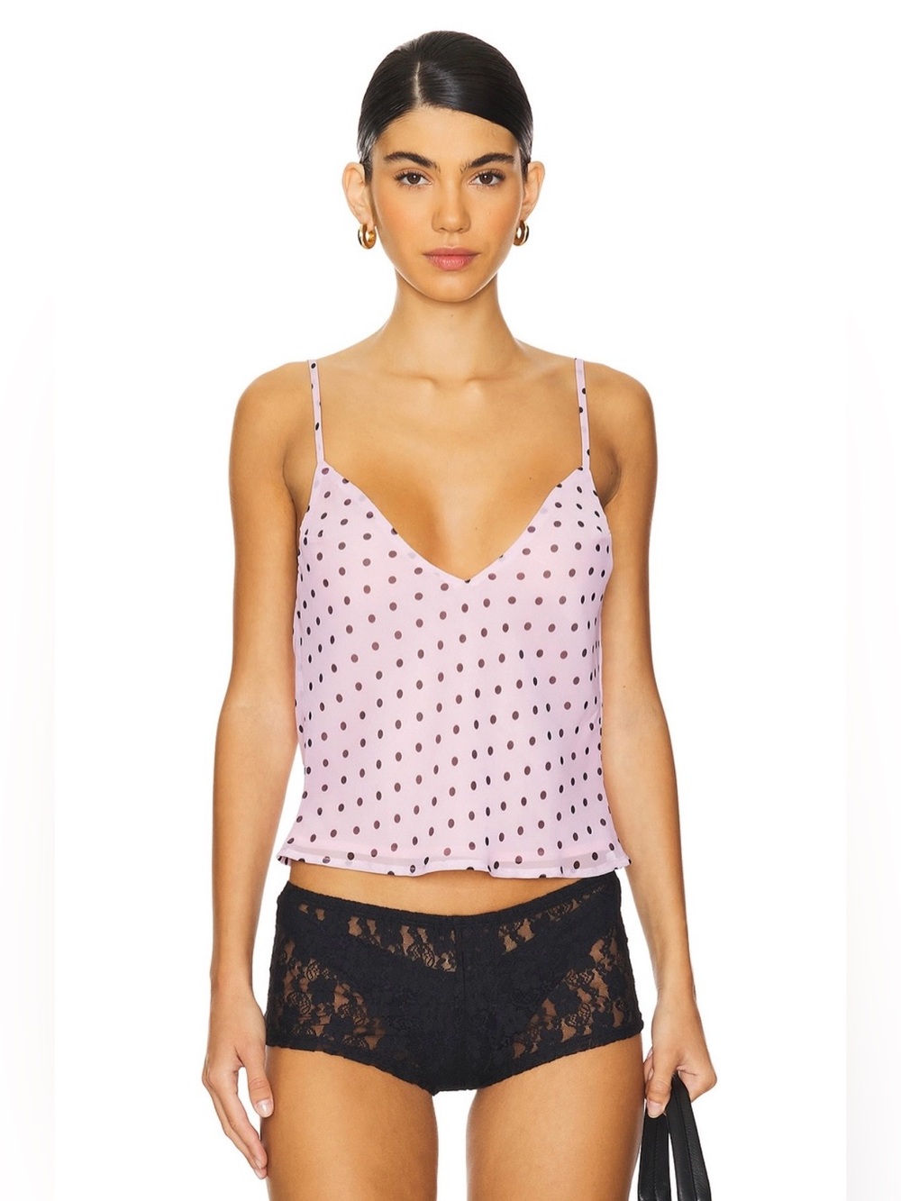 Bella Venice NWT Sila Slip Top in Pink & Black Tank Cami Low Back Lined Revolve